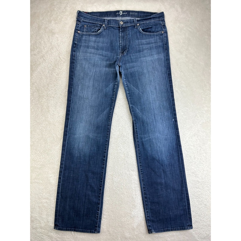 7 For All Mankind Austyn Straight Jeans Mens 36 Blue Denim Classic "Read"